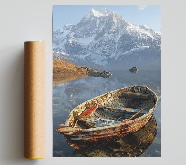 Rustic Blue Boat Giclee Print
