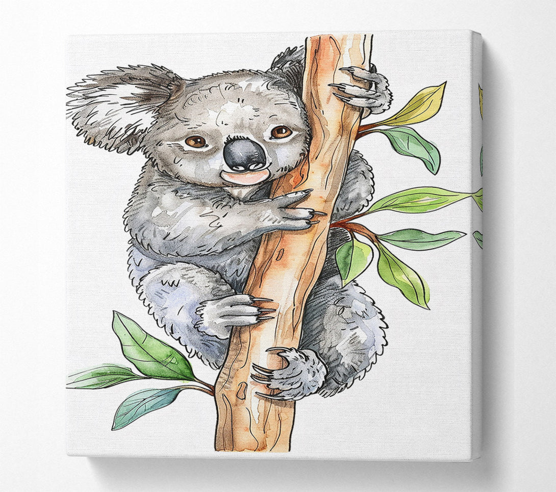  A Canvas Print of Grey Koala'S Embrace Canvas Print