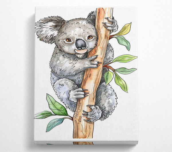  A Canvas Print of Grey Koala'S Embrace Canvas Print