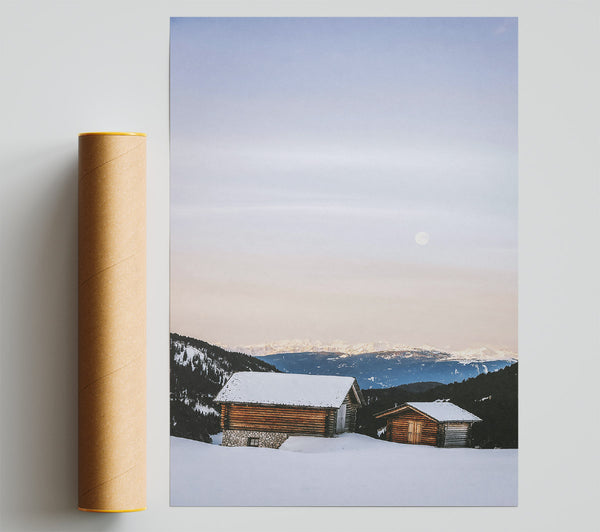 Pale Blue Cabins Print