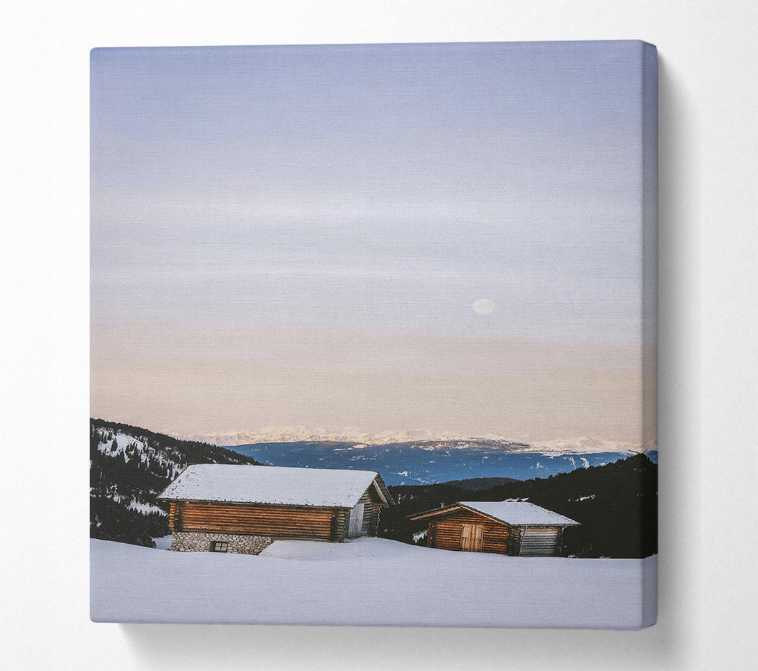  A Canvas Print of Pale Blue Cabins Canvas Art