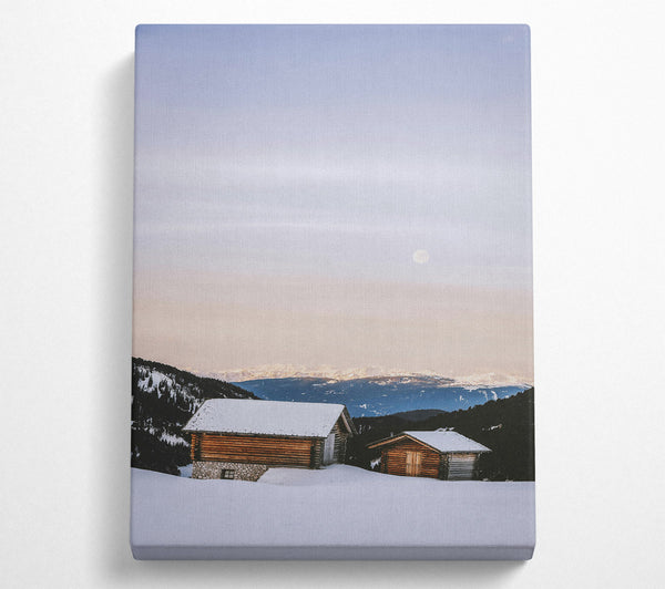 A Canvas Print of Pale Blue Cabins Canvas Art