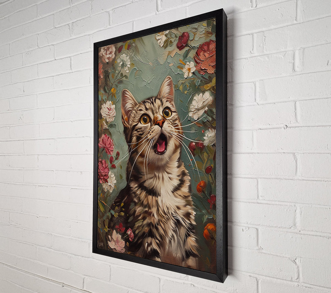  A Canvas Print of Green Feline Surprise Canvas Art