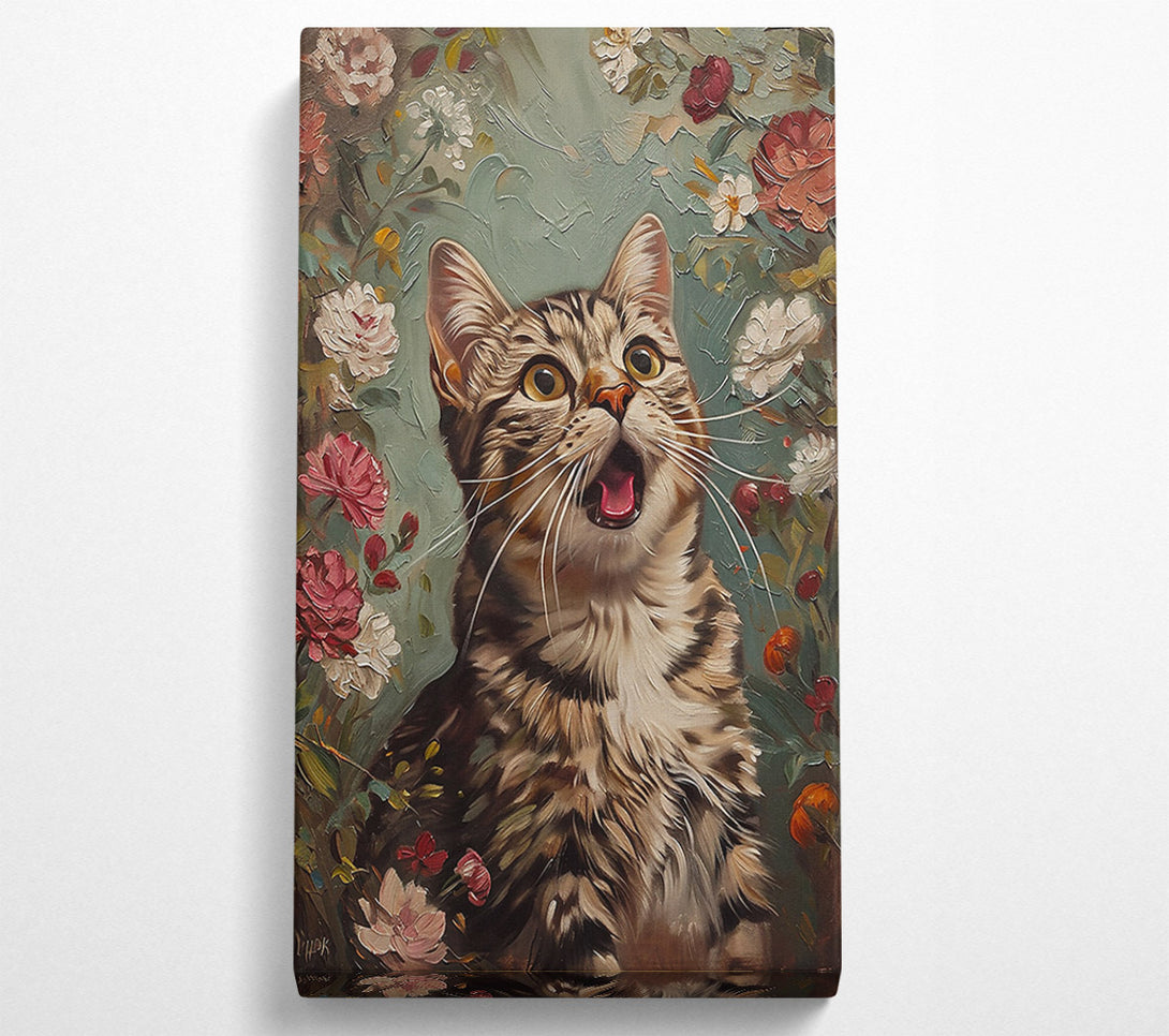  A Canvas Print of Green Feline Surprise Canvas Art
