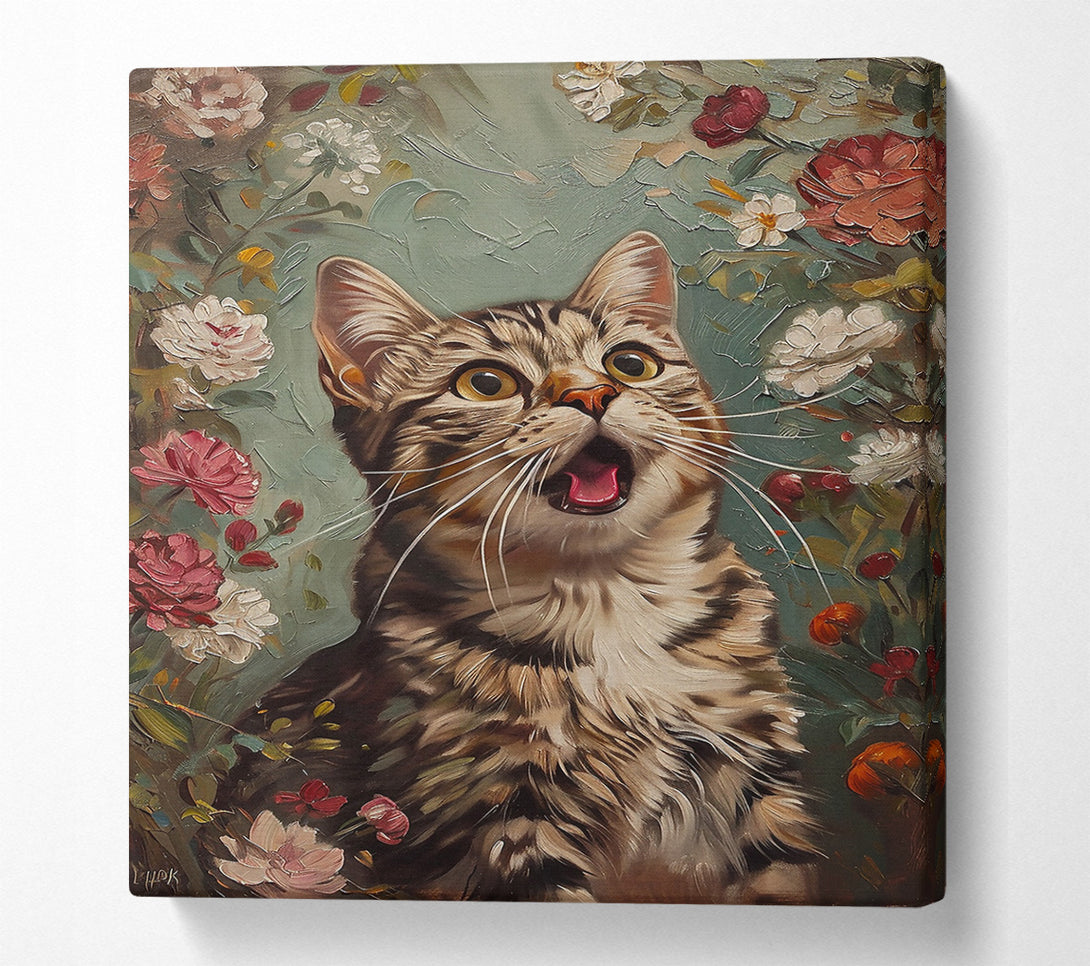  A Canvas Print of Green Feline Surprise Canvas Art
