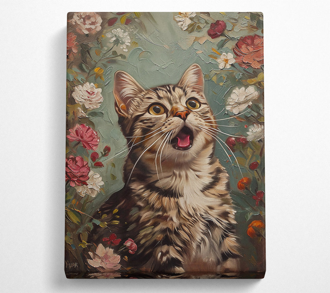  A Canvas Print of Green Feline Surprise Canvas Art