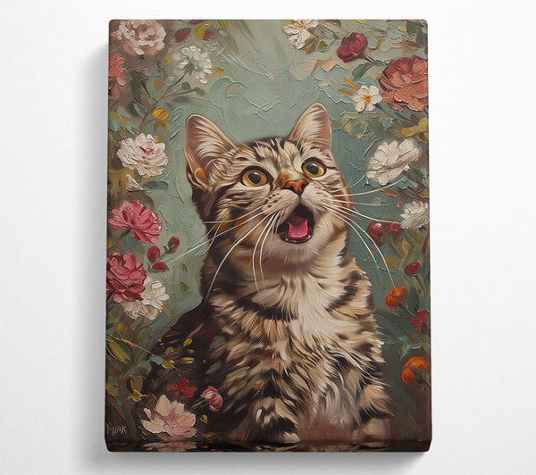  A Canvas Print of Green Feline Surprise Canvas Art