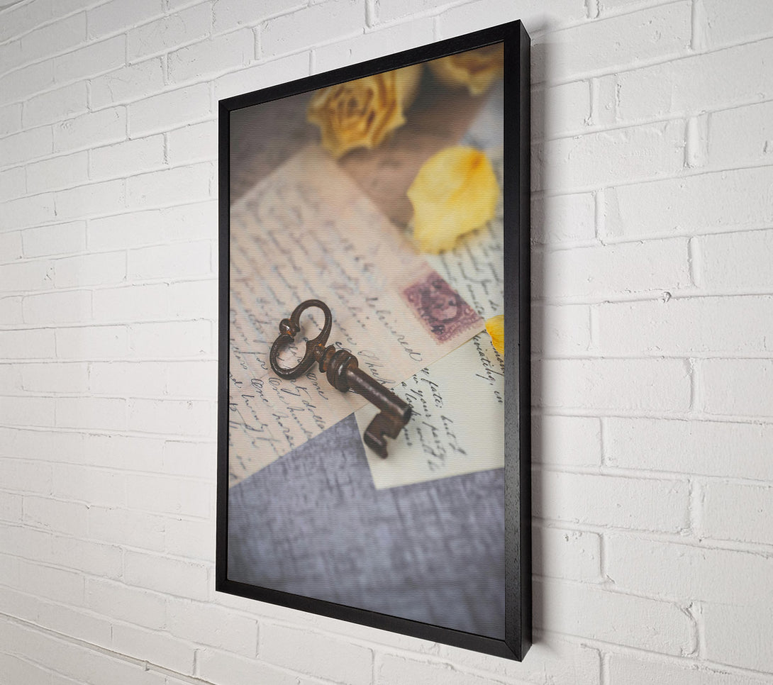  A Canvas Print of Rusty Key And Cream Paper Canvas Art