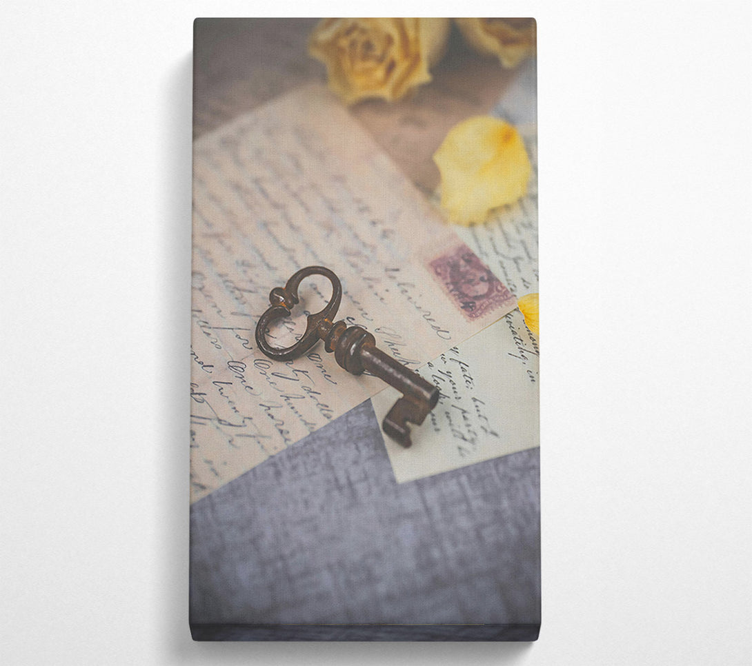  A Canvas Print of Rusty Key And Cream Paper Canvas Art