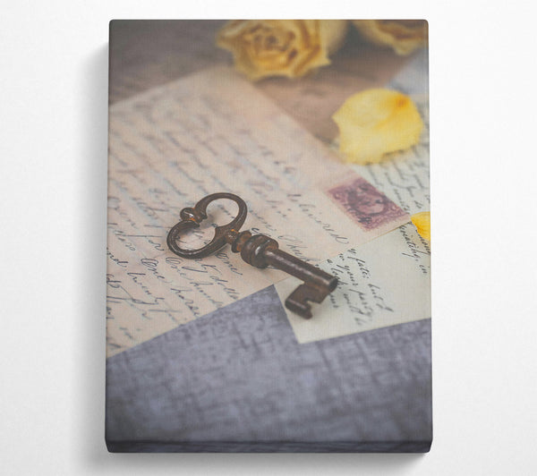  A Canvas Print of Rusty Key And Cream Paper Canvas Art