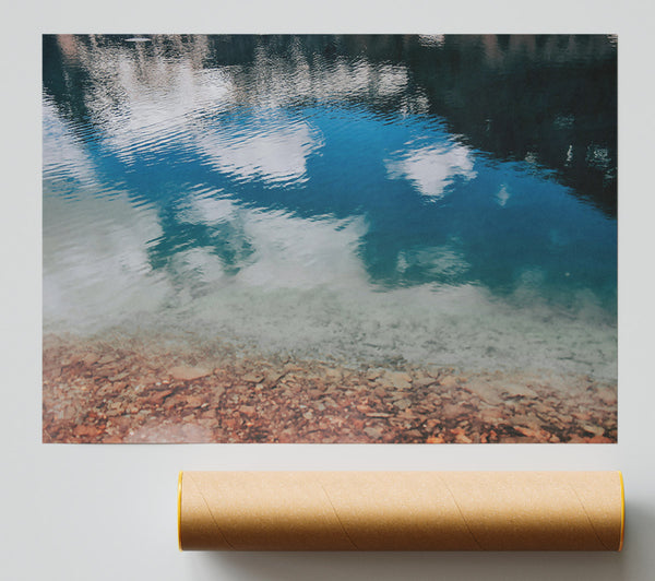 Azure Reflections On Stone Print