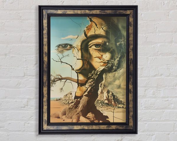 Abstract Cracked Face Framed Print