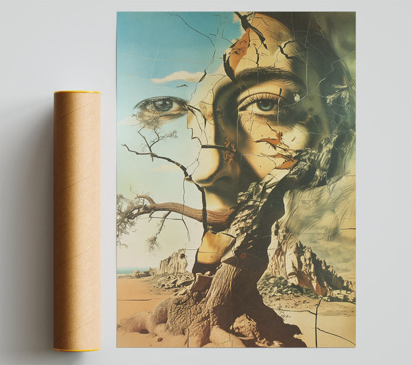 Abstract Cracked Face Giclee Print