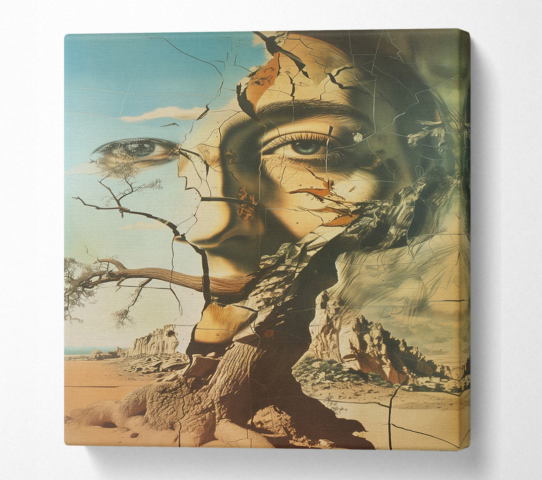  A Canvas Print of Abstract Cracked Face Canvas Wall Art