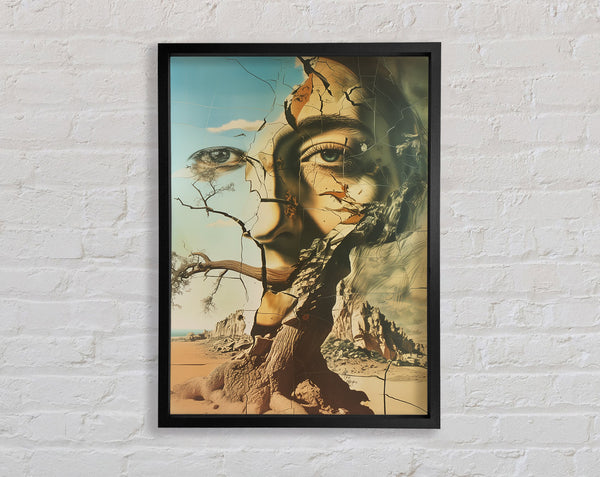 Abstract Cracked Face Framed Print