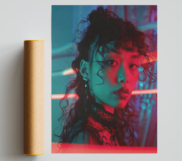 Red Neon Gaze Poster