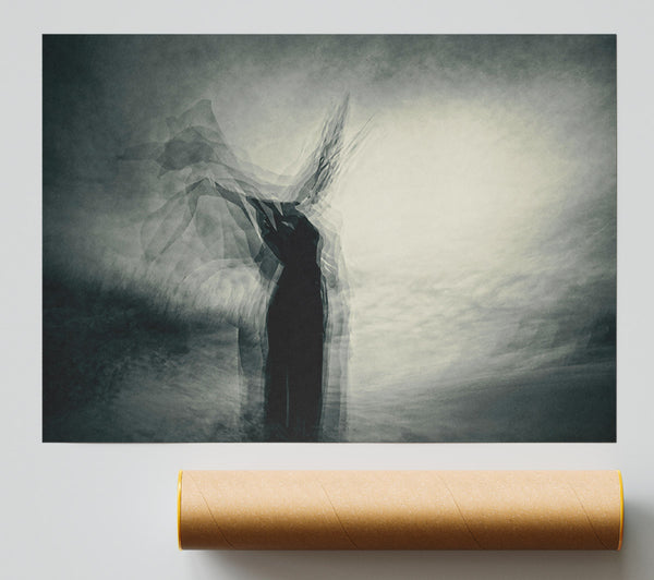 Grey Figure Ascending Poster