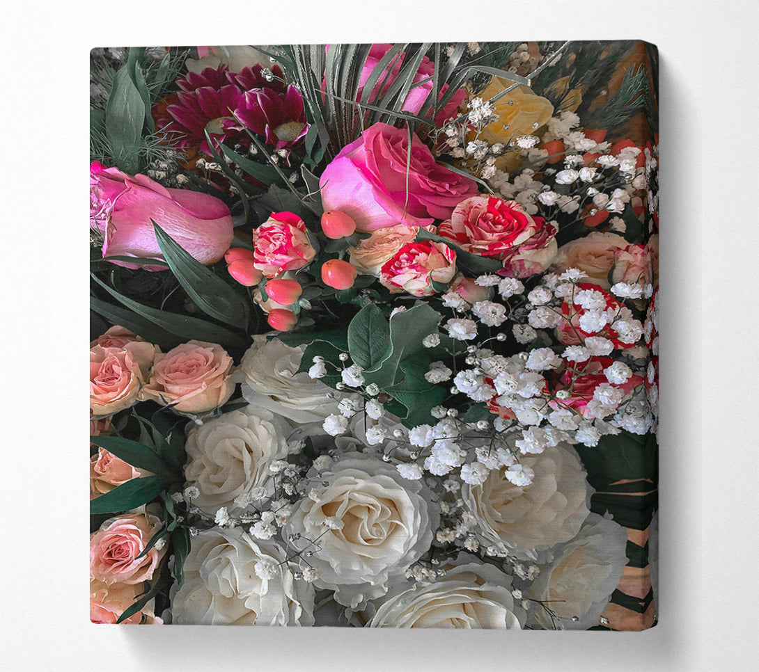  A Canvas Print of White Roses In Bloom Canvas Art