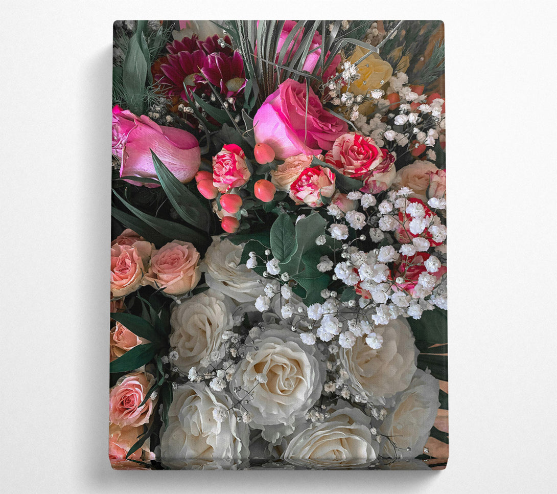  A Canvas Print of White Roses In Bloom Canvas Art