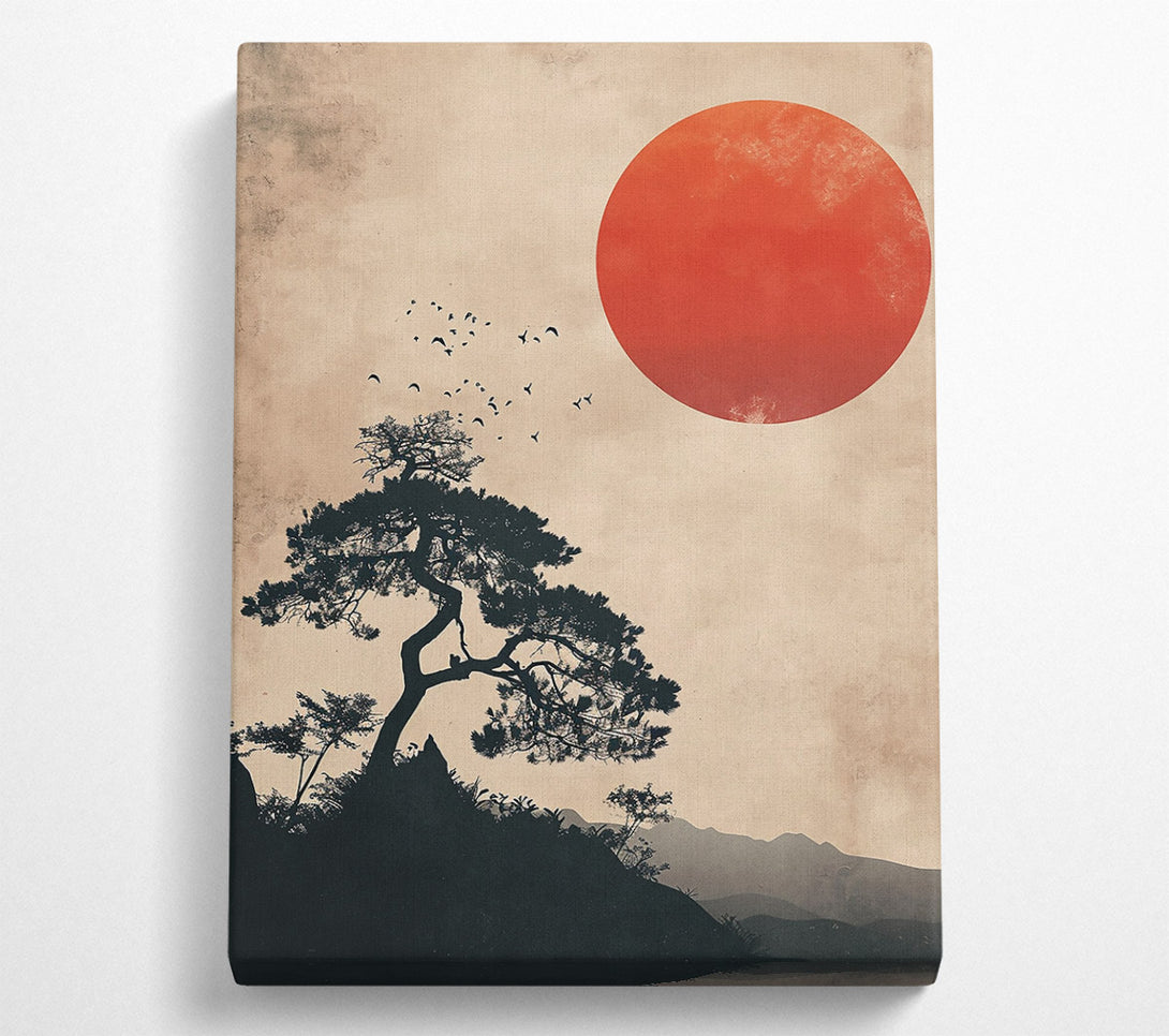  A Canvas Print of Crimson Sky Silhouette Canvas Print