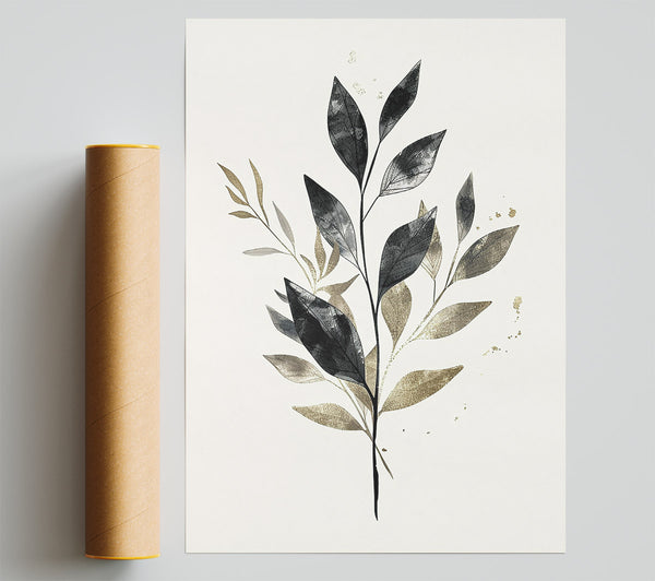 Black & Gold Sprig Print