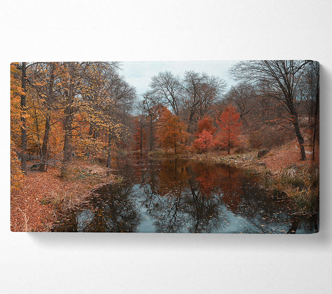  A Canvas Print of Crimson Autumn Reflection Canvas Print