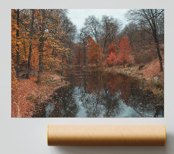 Crimson Autumn Reflection Giclee Print