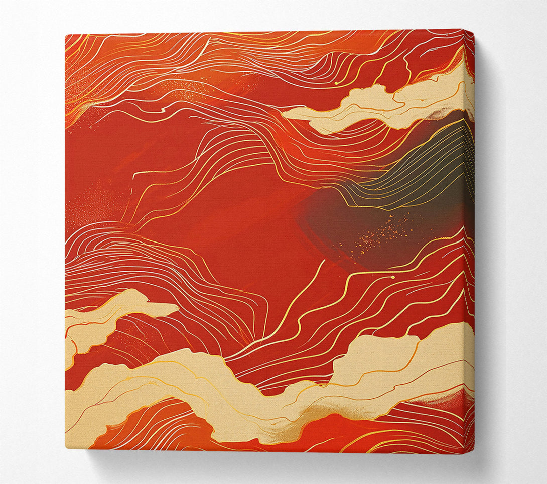  A Canvas Print of Crimson And Gold Waves Canvas Art