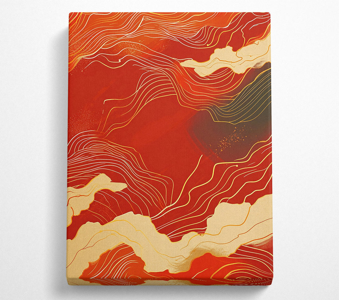  A Canvas Print of Crimson And Gold Waves Canvas Art
