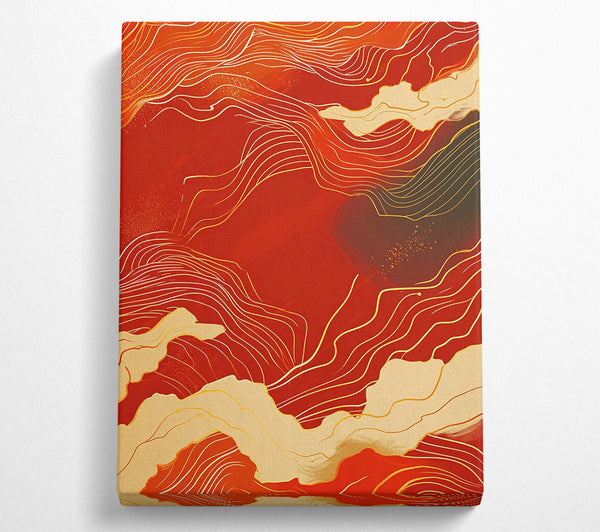  A Canvas Print of Crimson And Gold Waves Canvas Art