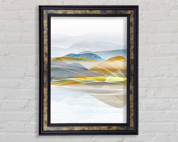 Abstract Line Mountains Framed Print