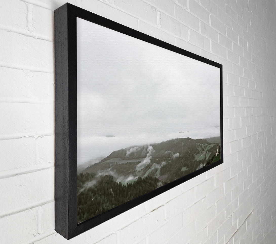  A Canvas Print of Grey Foggy Mountainscape Canvas Wall Art