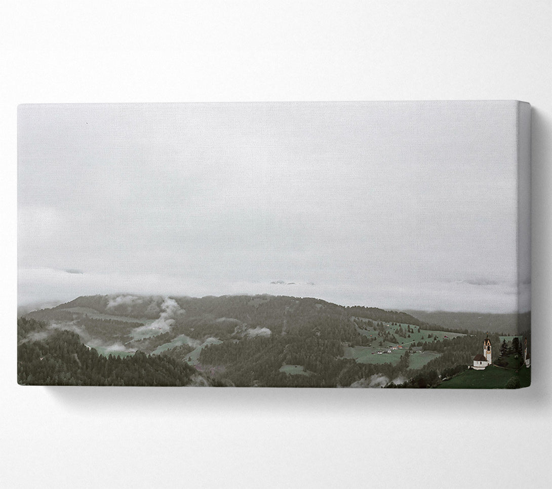  A Canvas Print of Grey Foggy Mountainscape Canvas Wall Art