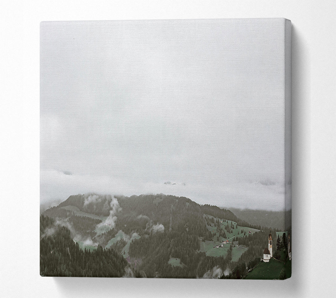  A Canvas Print of Grey Foggy Mountainscape Canvas Wall Art