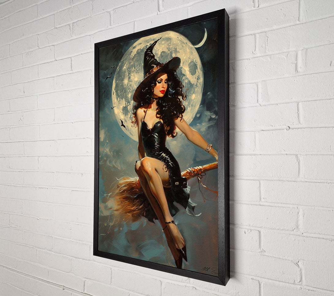  A Canvas Print of Midnight Moon Witch Canvas Art