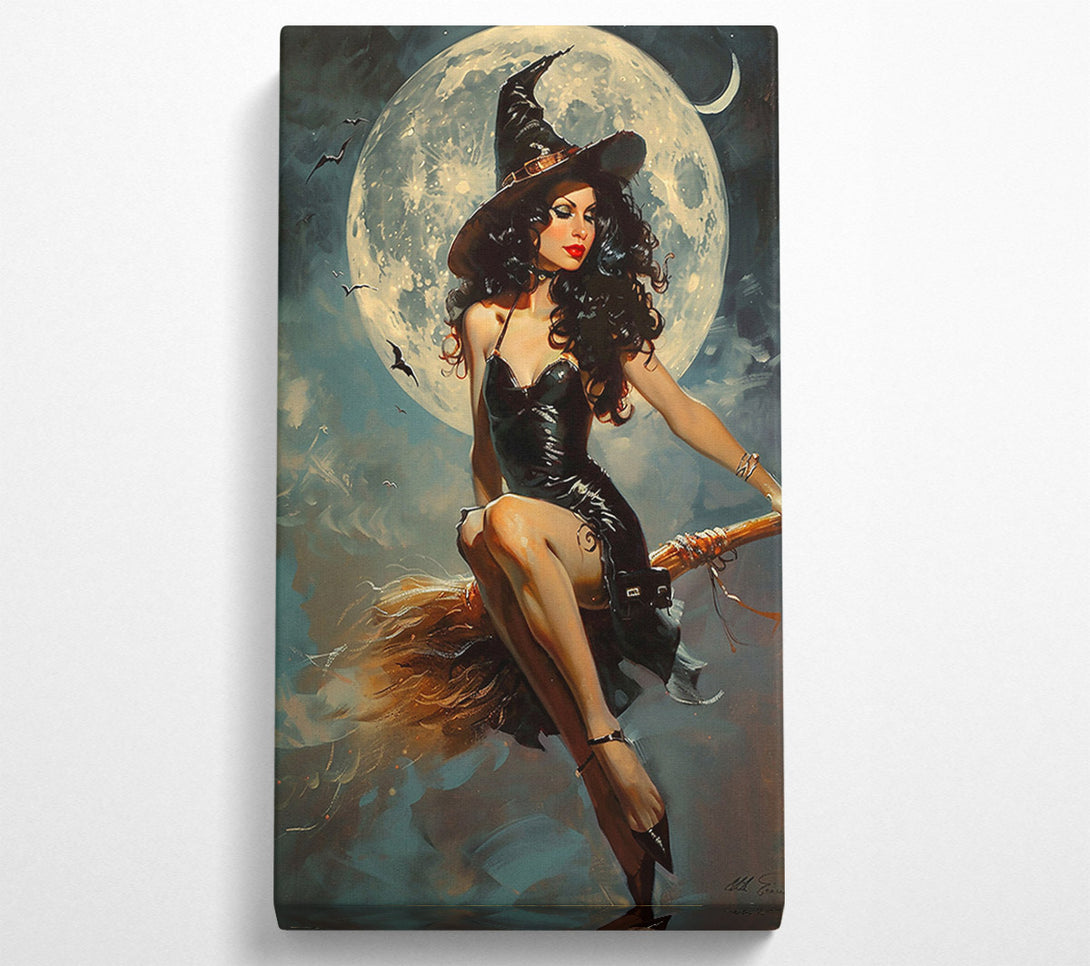  A Canvas Print of Midnight Moon Witch Canvas Art