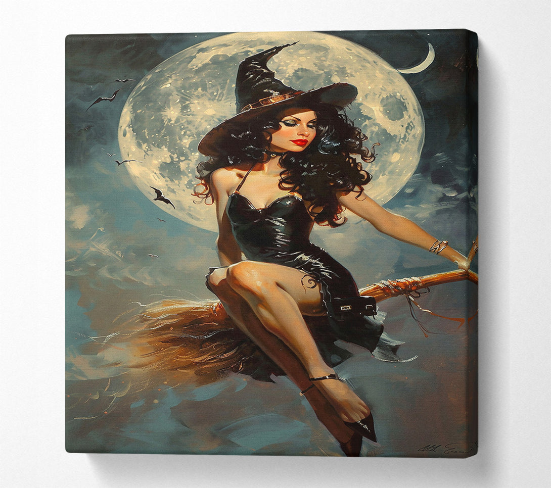  A Canvas Print of Midnight Moon Witch Canvas Art