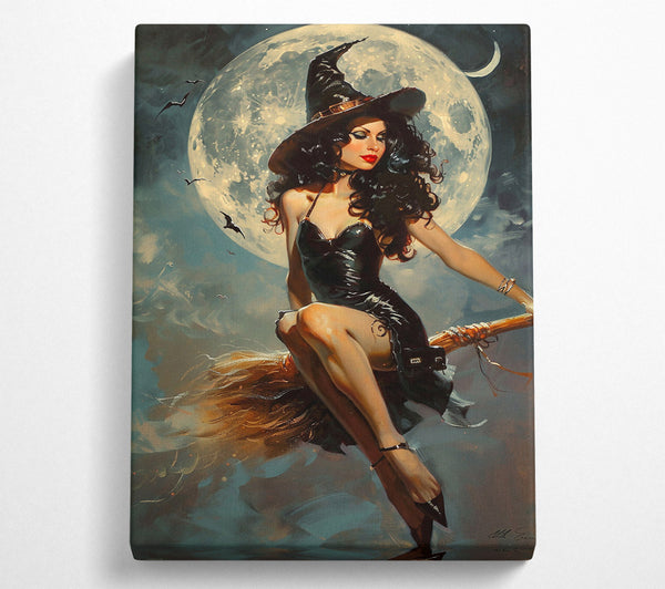  A Canvas Print of Midnight Moon Witch Canvas Art