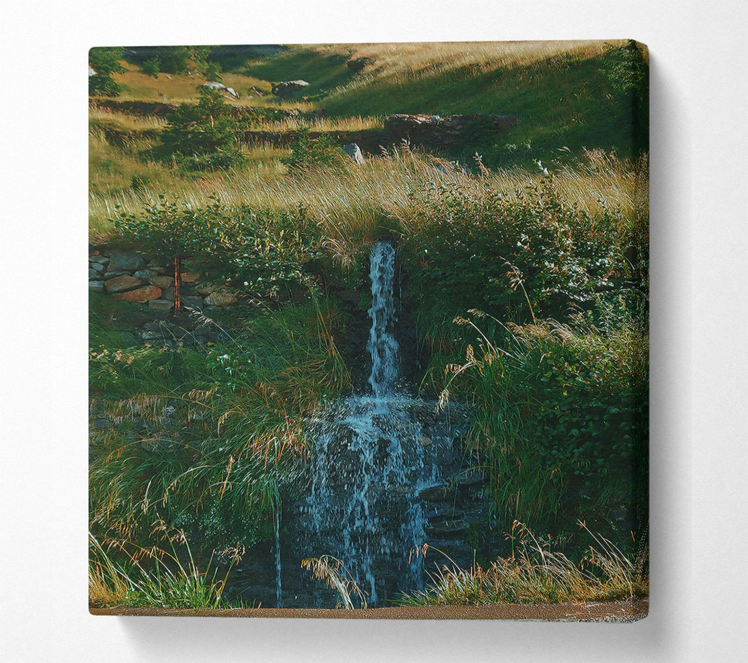  A Canvas Print of Green Cascade Waterfall Canvas Wall Art