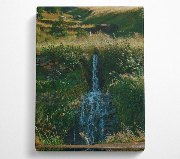  A Canvas Print of Green Cascade Waterfall Canvas Wall Art