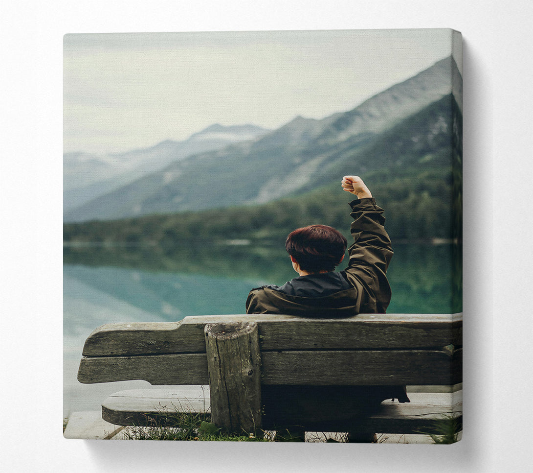  A Canvas Print of Teal Mountain Triumph Canvas Wall Art