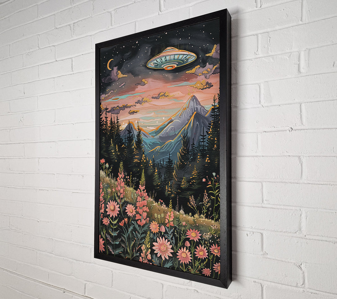  A Canvas Print of Pink Mountain Ufo Canvas Wall Art