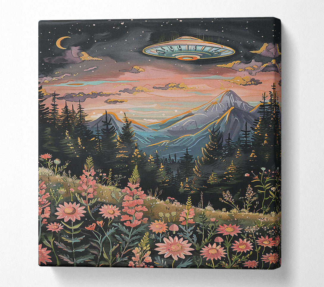  A Canvas Print of Pink Mountain Ufo Canvas Wall Art