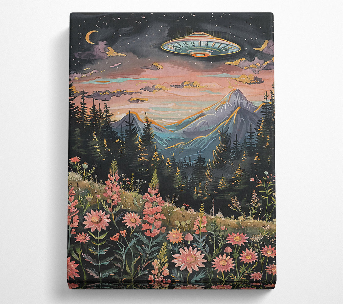  A Canvas Print of Pink Mountain Ufo Canvas Wall Art