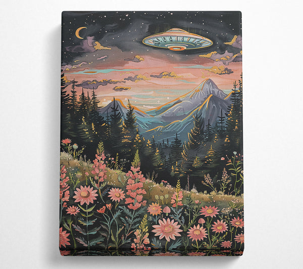  A Canvas Print of Pink Mountain Ufo Canvas Wall Art