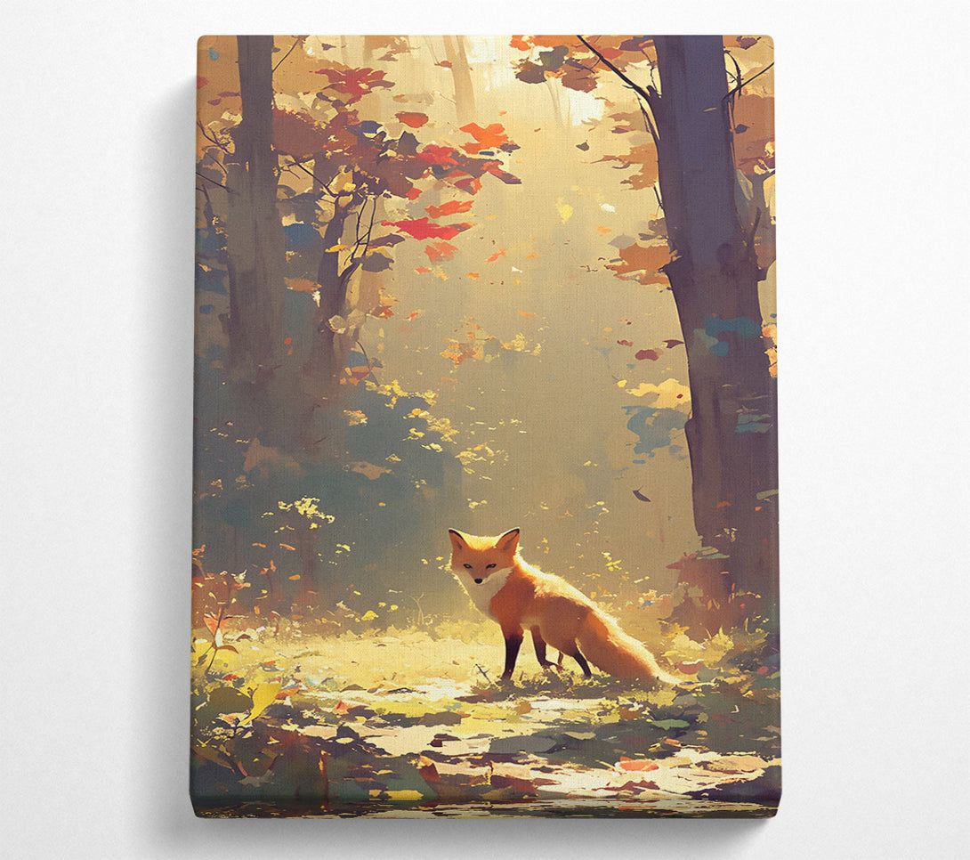  A Canvas Print of Golden Fox In Woods Canvas Art
