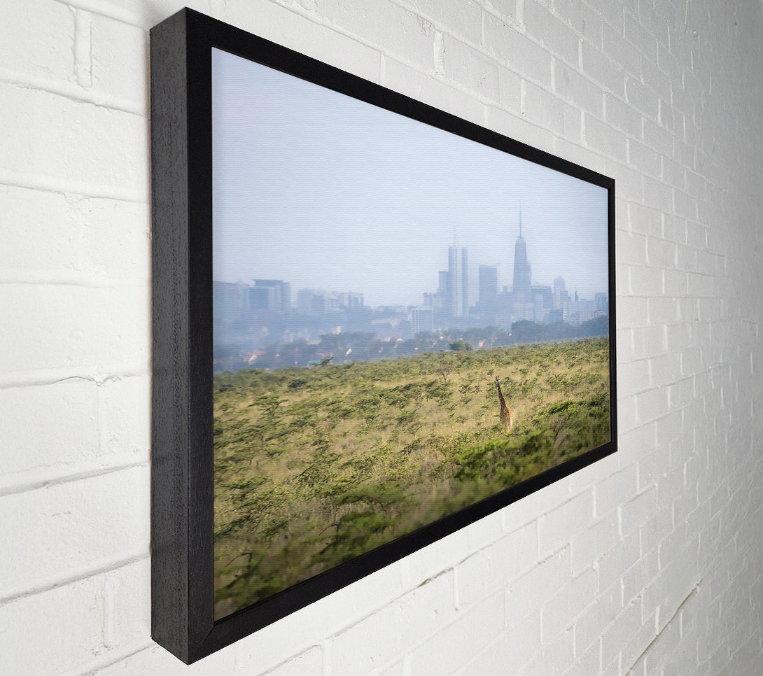  A Canvas Print of Green Giraffe Skyline Canvas Print