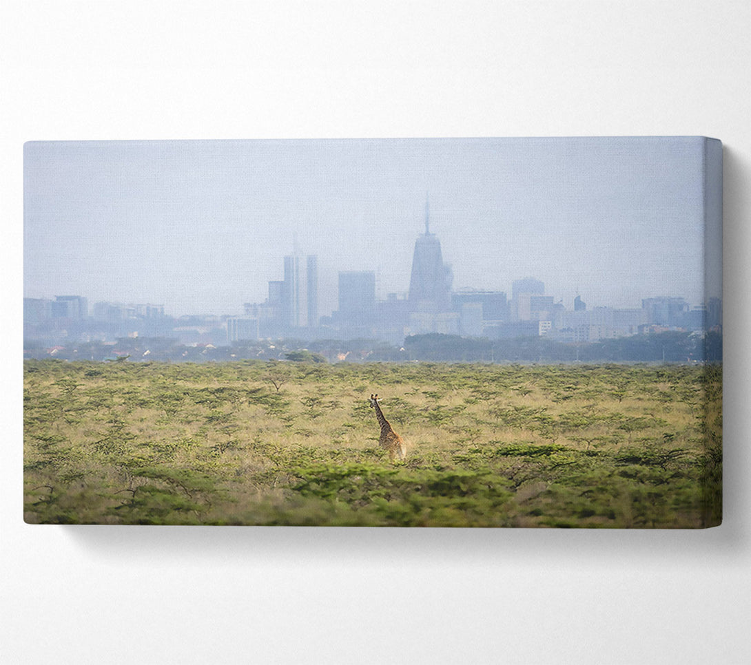  A Canvas Print of Green Giraffe Skyline Canvas Print