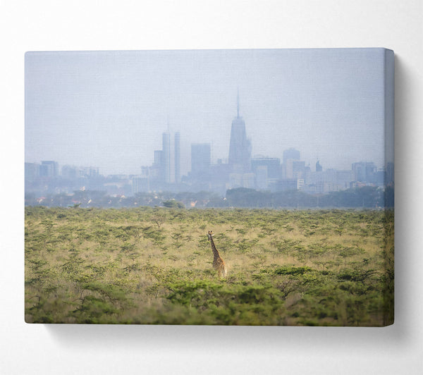  A Canvas Print of Green Giraffe Skyline Canvas Print