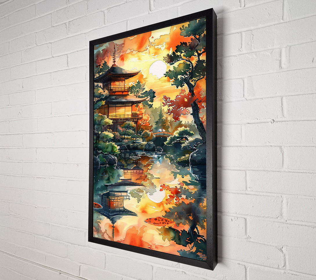  A Canvas Print of Golden Sunset Temple Canvas Wall Art